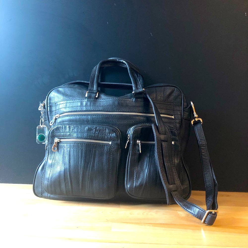 Genuine leather work tote